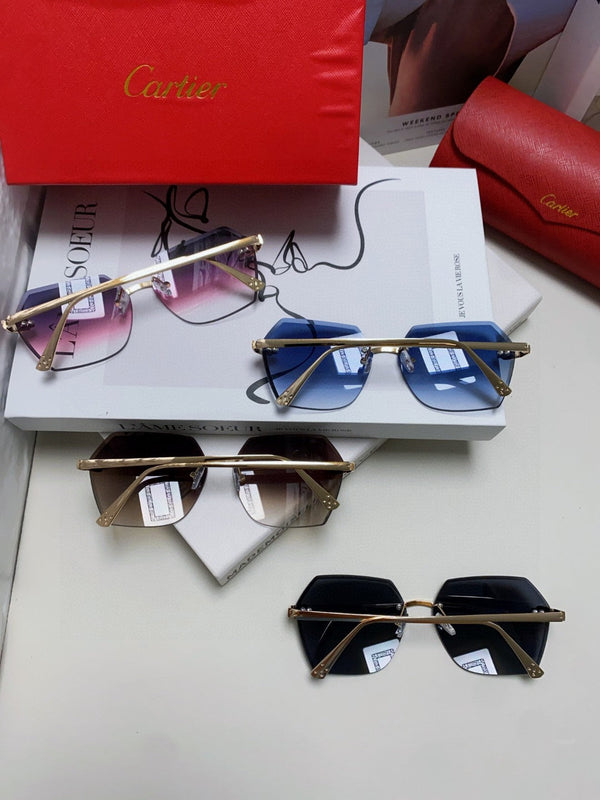 PANTHÈRE RIMLESS GEOMETRIC FRAME SUNGLASSES  539743 IN METAL