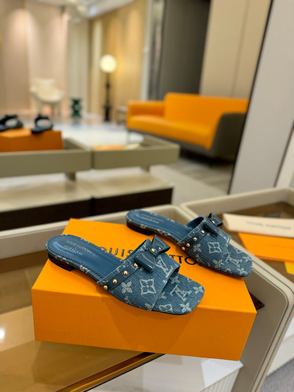 LV x TM 6AM Flat Mule Blue Denim 241224