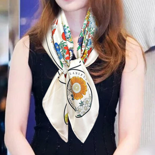 Planifleurs Scarf 90 CM White Colorful Silk 404030