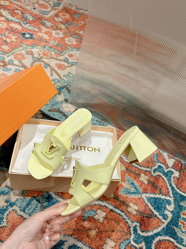 lv capri mule 45mm pastel yellow calfskin