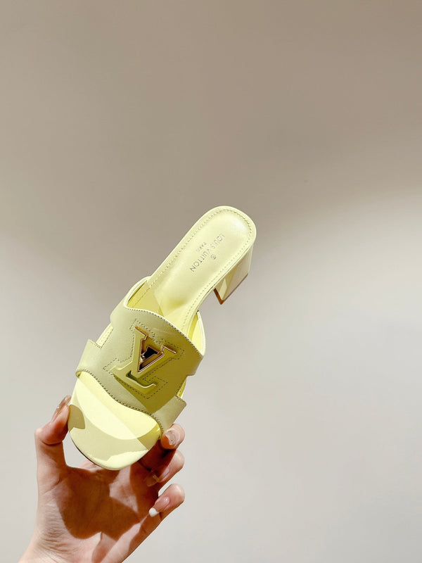 lv capri mule 45mm pastel yellow calfskin