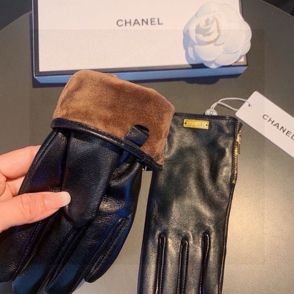 TOUCHSCREEN GLOVES IN BLACK LAMBSKIN WITH GOLD LOGO 462271