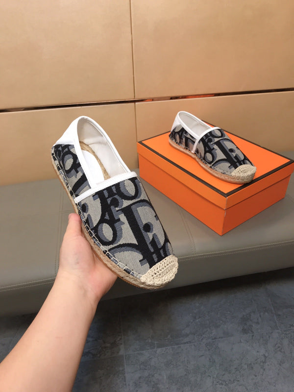 CD PARADISE ESPADRILLE LOAFER BLACK-GRAY MONOGRAM JACQUARD
