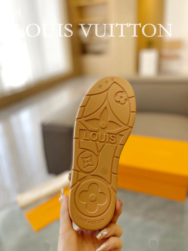 LV Aspen Platform Clog Light Brown Monogram Suede