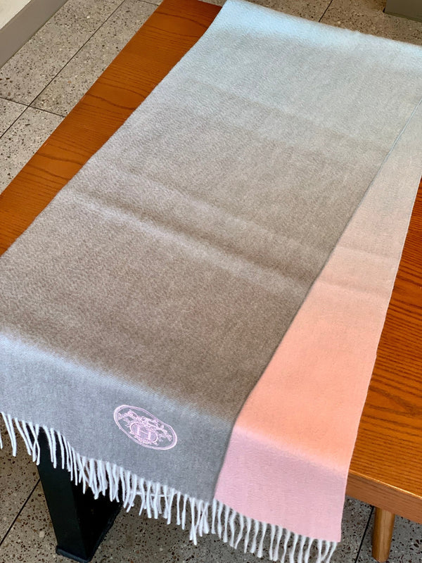 Scarf 190 CM In Grey Pink Mix Light Blue Cashmere