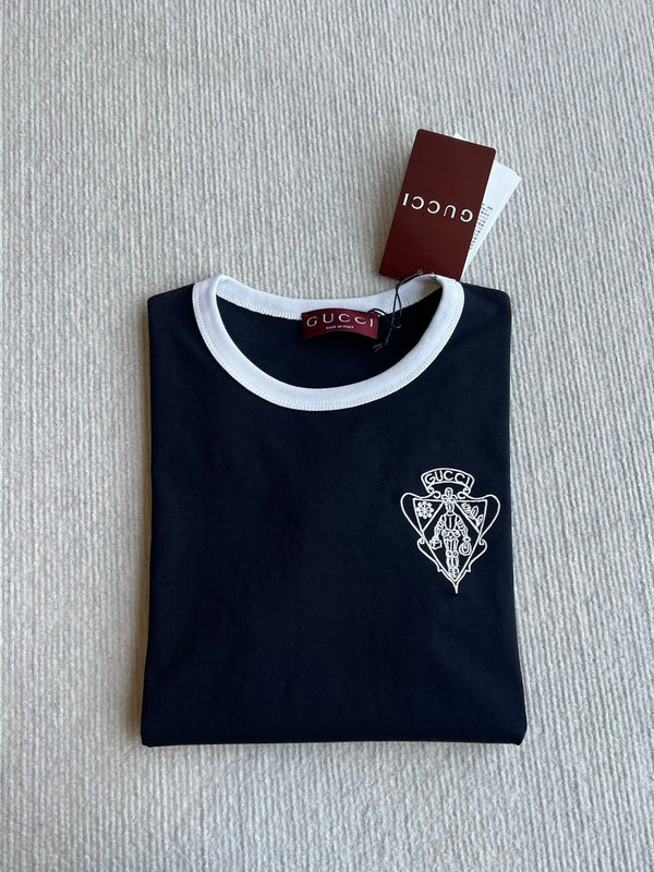 Gucci 25 Threaded Round Neck Short Sleeves T-shirt Blue Cotton