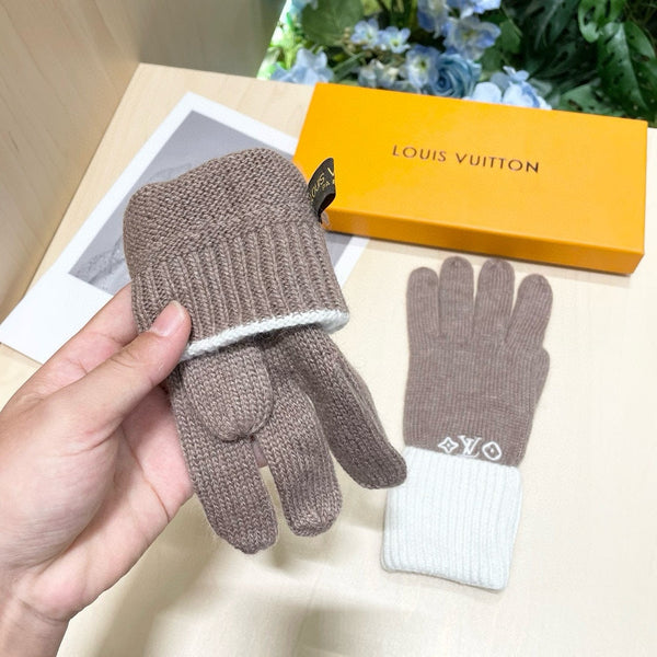 GLOVES IN LIGHT BROWN MIX WHITE WOOL 458549
