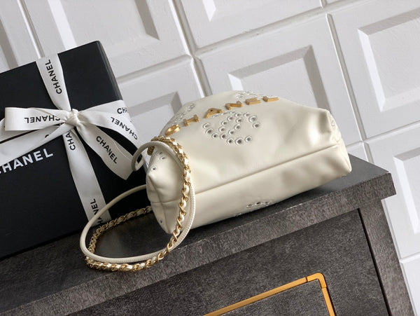 CC 25S Hobo Bag 18.5cm Cream Calfskin Gold Hardware