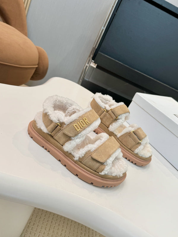 CD Dioract Sandal Beige Suede Wool 529373