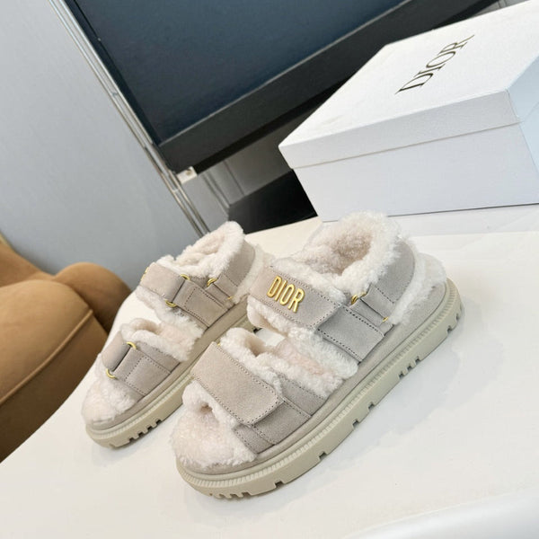 CD Dioract Sandal Light Gray Suede Wool 529376