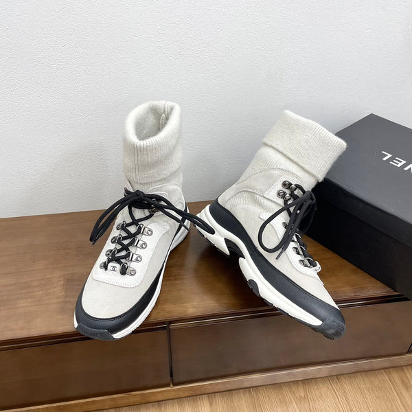 CC Sneaker 30mm White Suede And Wool