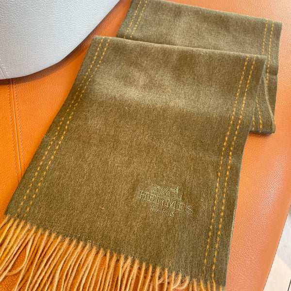 SCARF 180CM OLIVE GREEN CASHMERE