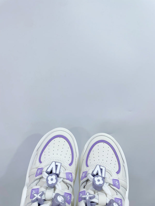 LV Archlight Sports Shoes White With Purple Border Calfskin