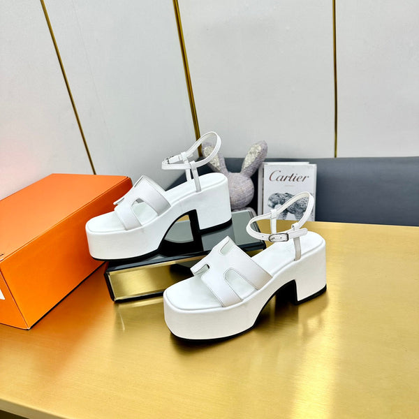 HM Platform Slingback White Calfskin 370756
