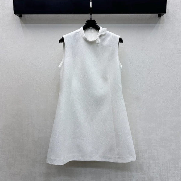 CD Logo-embellished Coarse Vest Dress White Polyester 350334