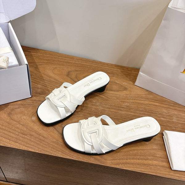 CD 26s D-Club Slides 4.5cm White Calfskin 998645