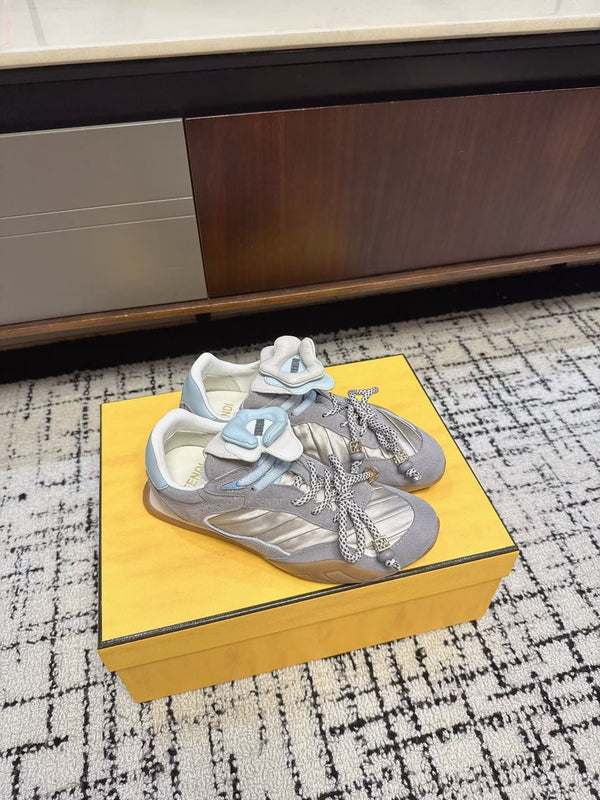 Fendi Flow Trainers Grey Suede 682048