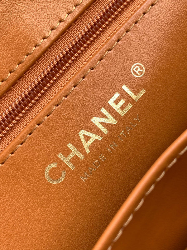 Chanel 2025 Kelly Bag 19cm Vibrant Orange Sequin Leather 319628