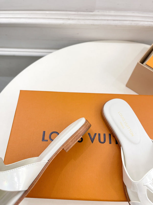 isola flat mule white calfskin
