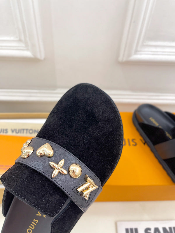 LV Cosy Flat Comfort Clog Black Suede