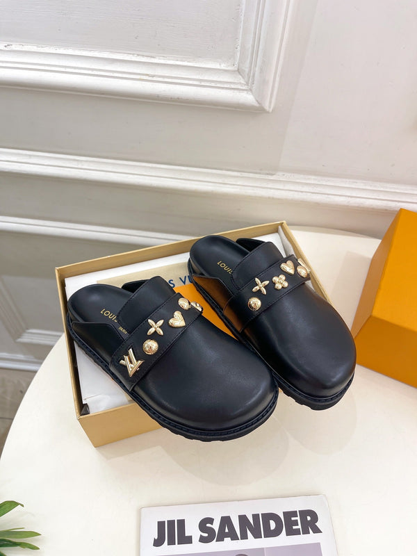 LV Cosy Flat Comfort Clog Black Cowhide