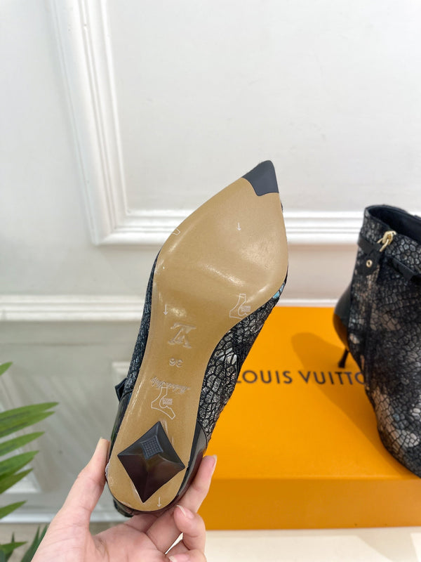 LV Stellar Ankle Boot 70mm White Mix Black Calfskin