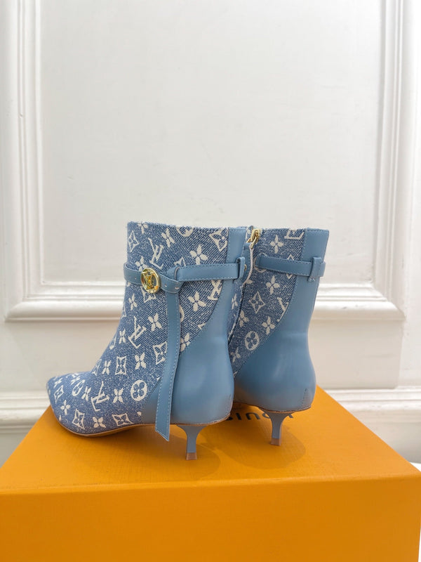 LV Stellar Ankle Boot 40mm Light Blue Monogram Jacquard Fabric