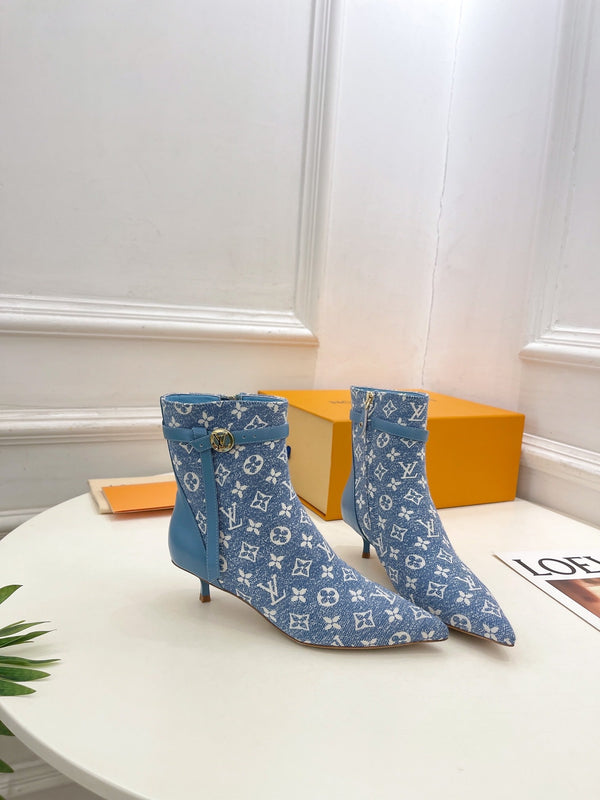 LV Stellar Ankle Boot 40mm Light Blue Monogram Jacquard Fabric