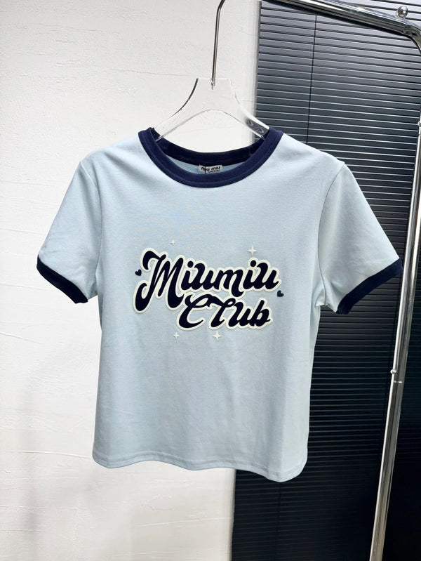 Miumiu 2026 T-shirt Blue and Pink Cotton