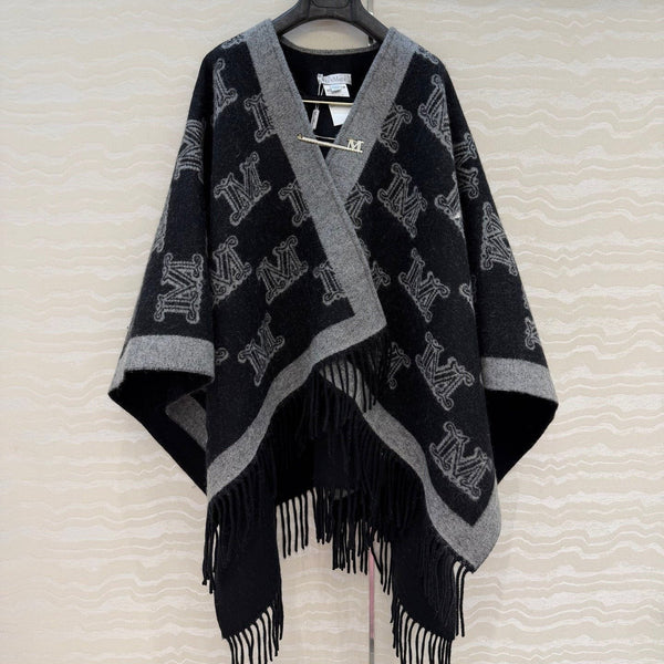 MAX MARA 25S FRINGED KNIT CAPE 163