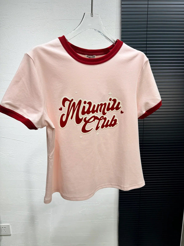 Miumiu 2026 T-shirt Blue and Pink Cotton