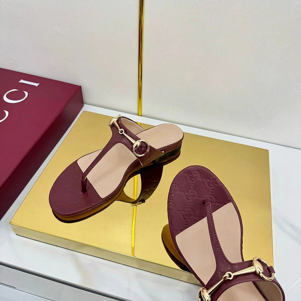 THONG SANDALS IN RED LAMBSKIN PRINTED LOGO WITH GOLD HARDWARE
