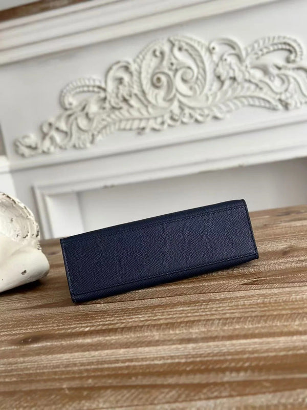 HM KELLY MINI POCHETTE 22 IN NAVY BLUE CALFSKIN