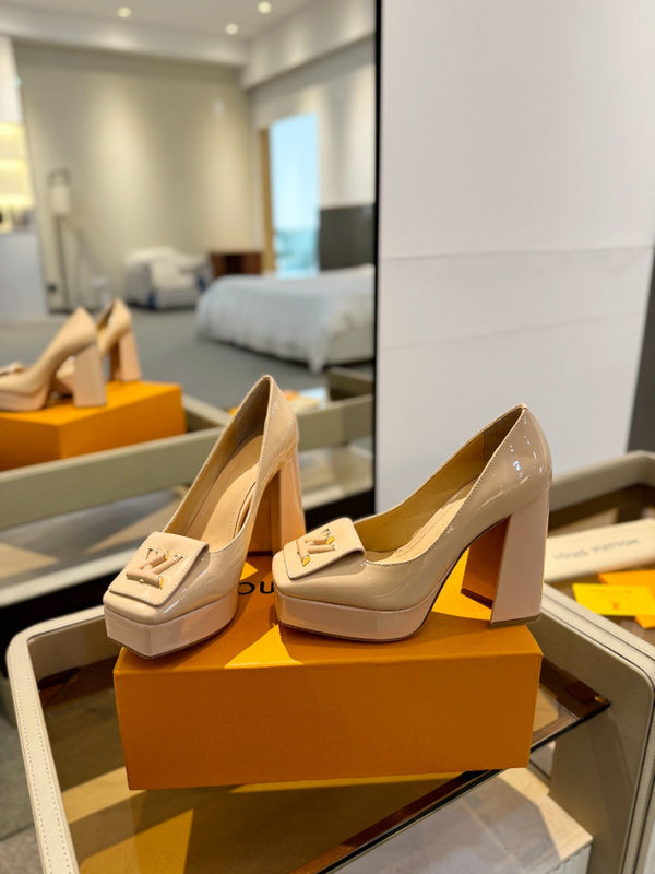 LV Shake Pump 120mm Beige Cowhide