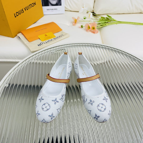 LV Flat Ballerina White Lambskin