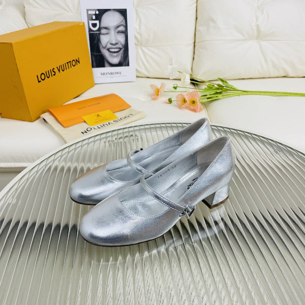 LV Medium-Heel 35mm Pumps Metallic Silver Lambskin