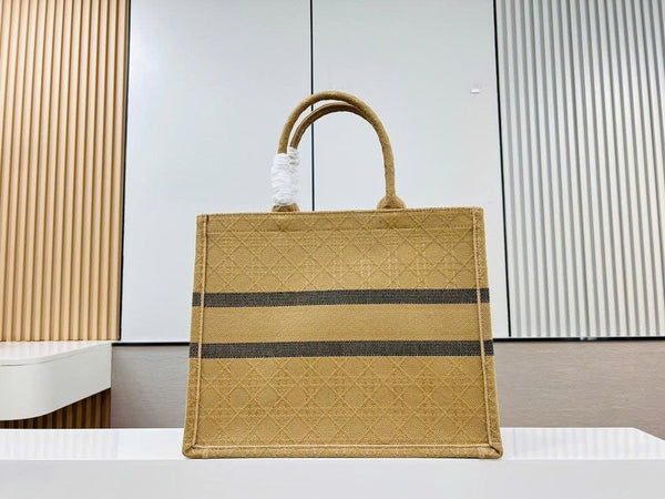 Dior Medium 36 Book Tote Natural Beige Cannage Canvas